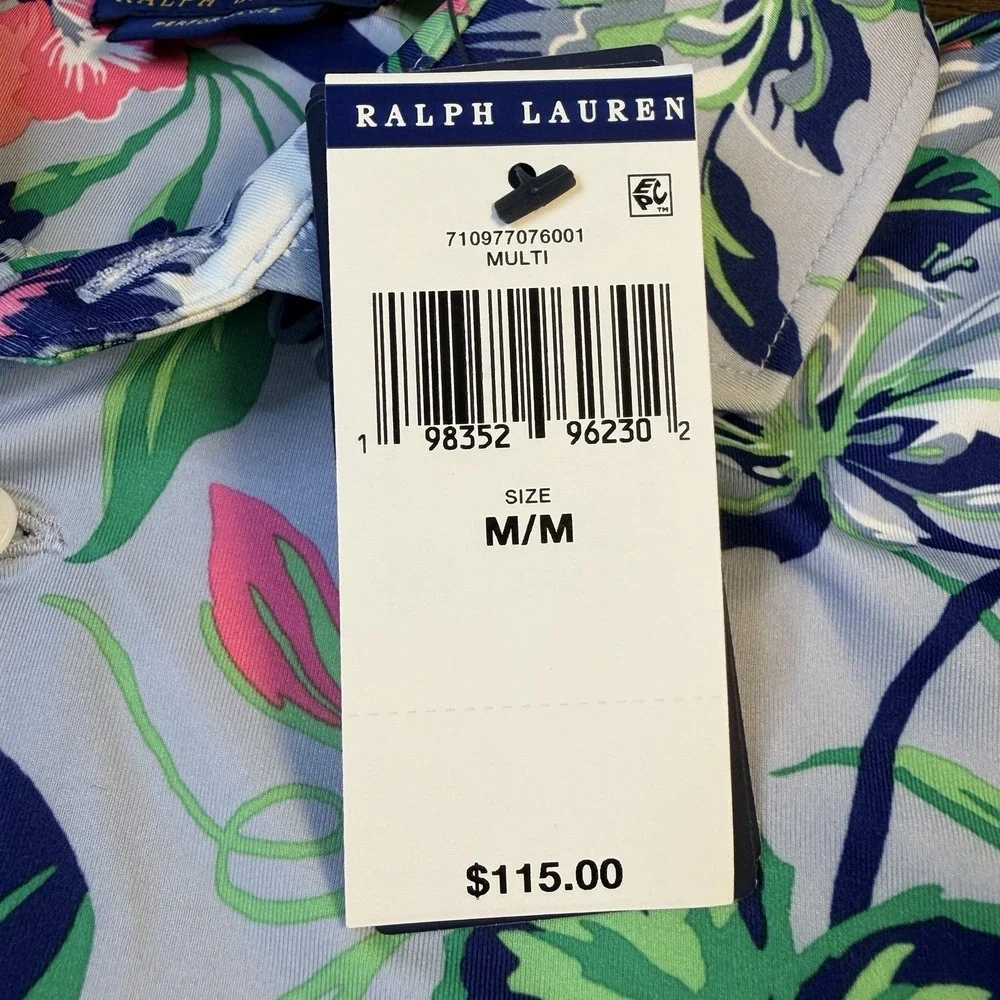 Polo Ralph Lauren Performance Polo Golf Shirt Men's Medium Floral Active New